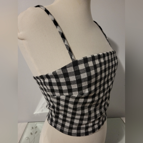 TWO CHOCOLATE RETRO CHECKERED CROP TOP - Picture 5 of 16